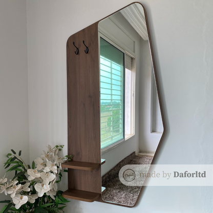 Grand Miroir Mural Moderne en Noyer