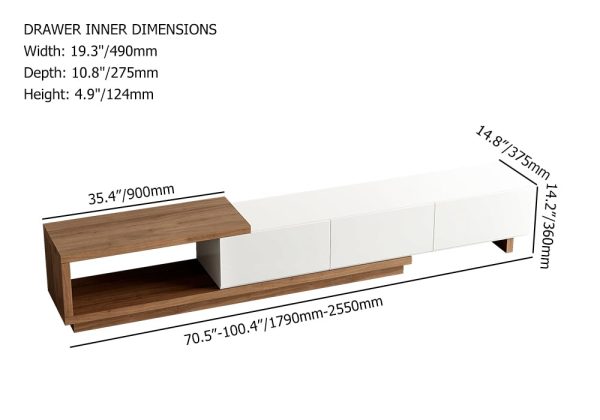 Ensemble de meuble TV extensible minimaliste et de table basse