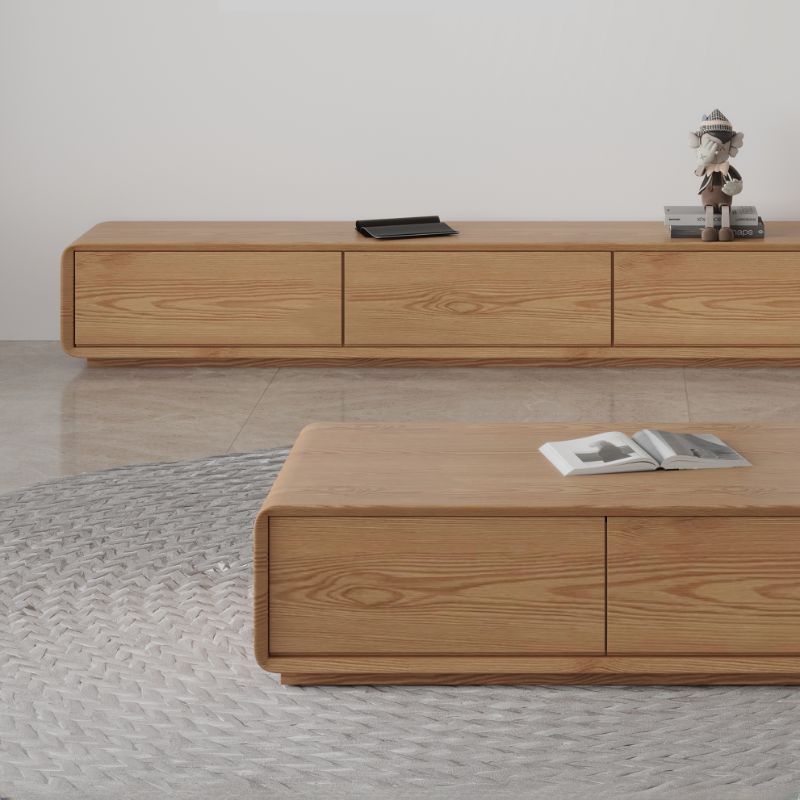 Ensemble Meuble TV et Table Basse de salon en placage de bois Chêne ...