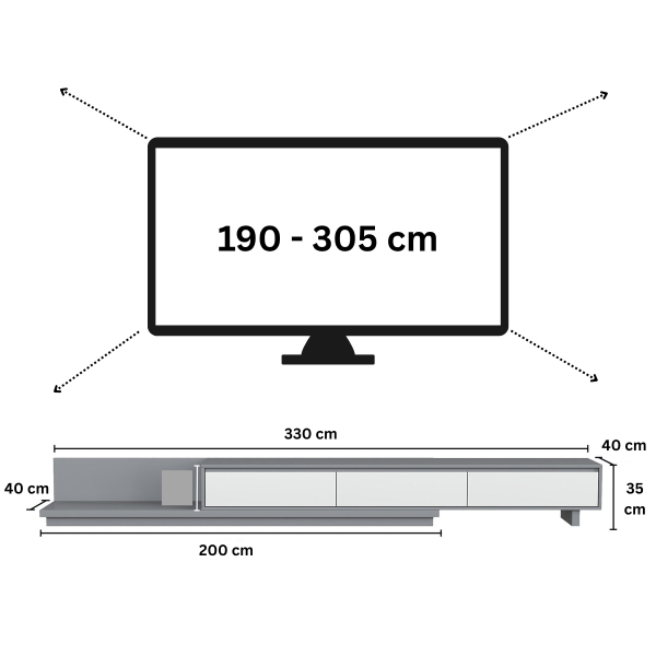 Meuble TV moderne extensible en bois