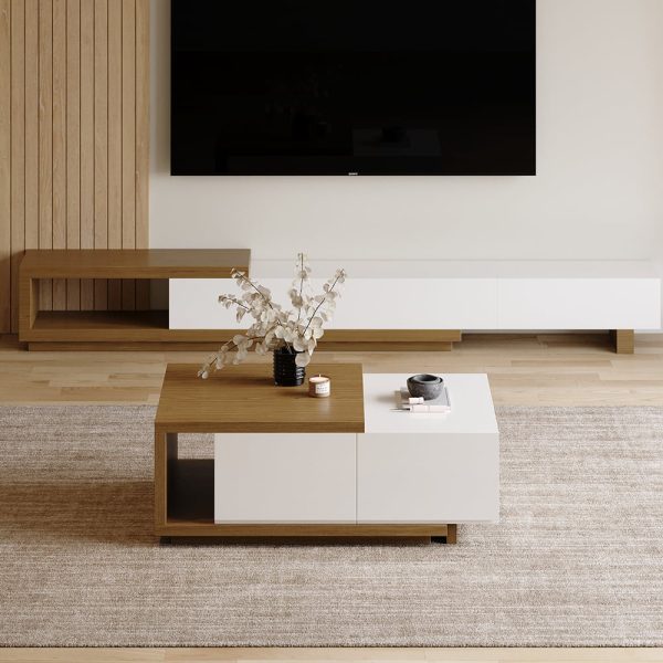 Ensemble de meuble TV extensible minimaliste et de table basse