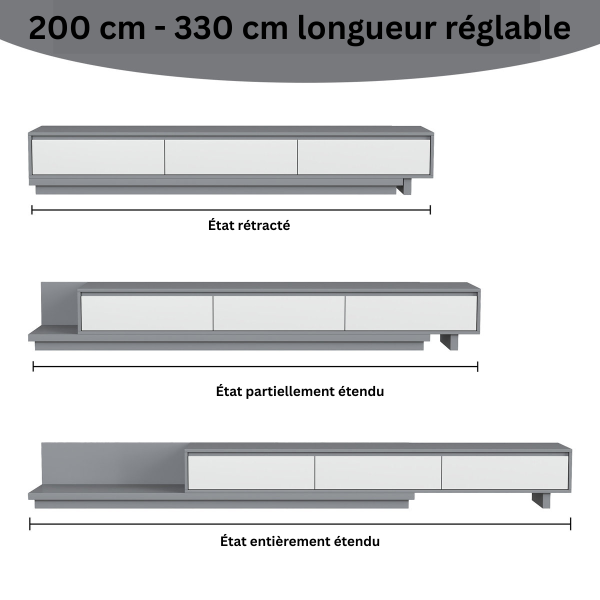 Meuble TV moderne extensible en bois