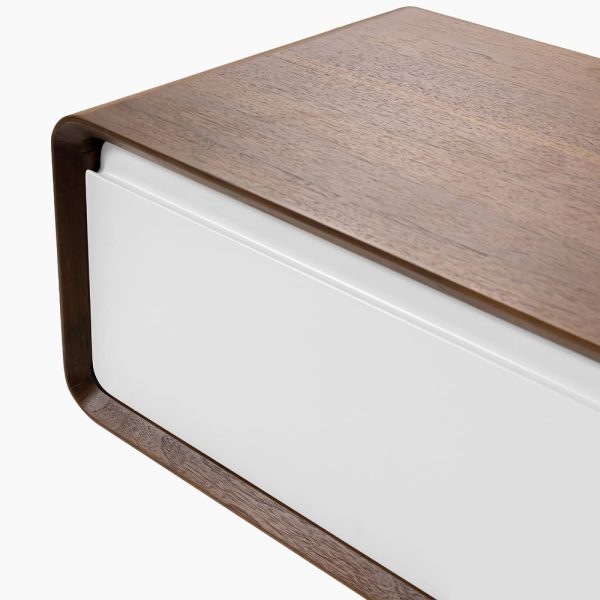 Meuble TV Suspendu  moderne pour le salon avec tiroirs de rangement, bois massif